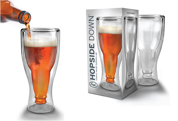 HOPSIDE DOWN BEER GLASS | BY FRED AND FRIENDS | Image