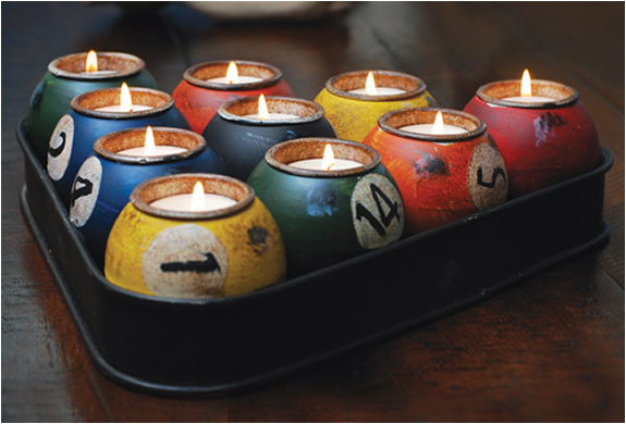 a Unique Candles Centerpiece That Makes Great Pool Player Gifts for Men This Pool Ball Candle Holder Set is a 9 Ball Pool Themed Ceramic Tealight Candle Holder Cave Baller Man Cave Decor 